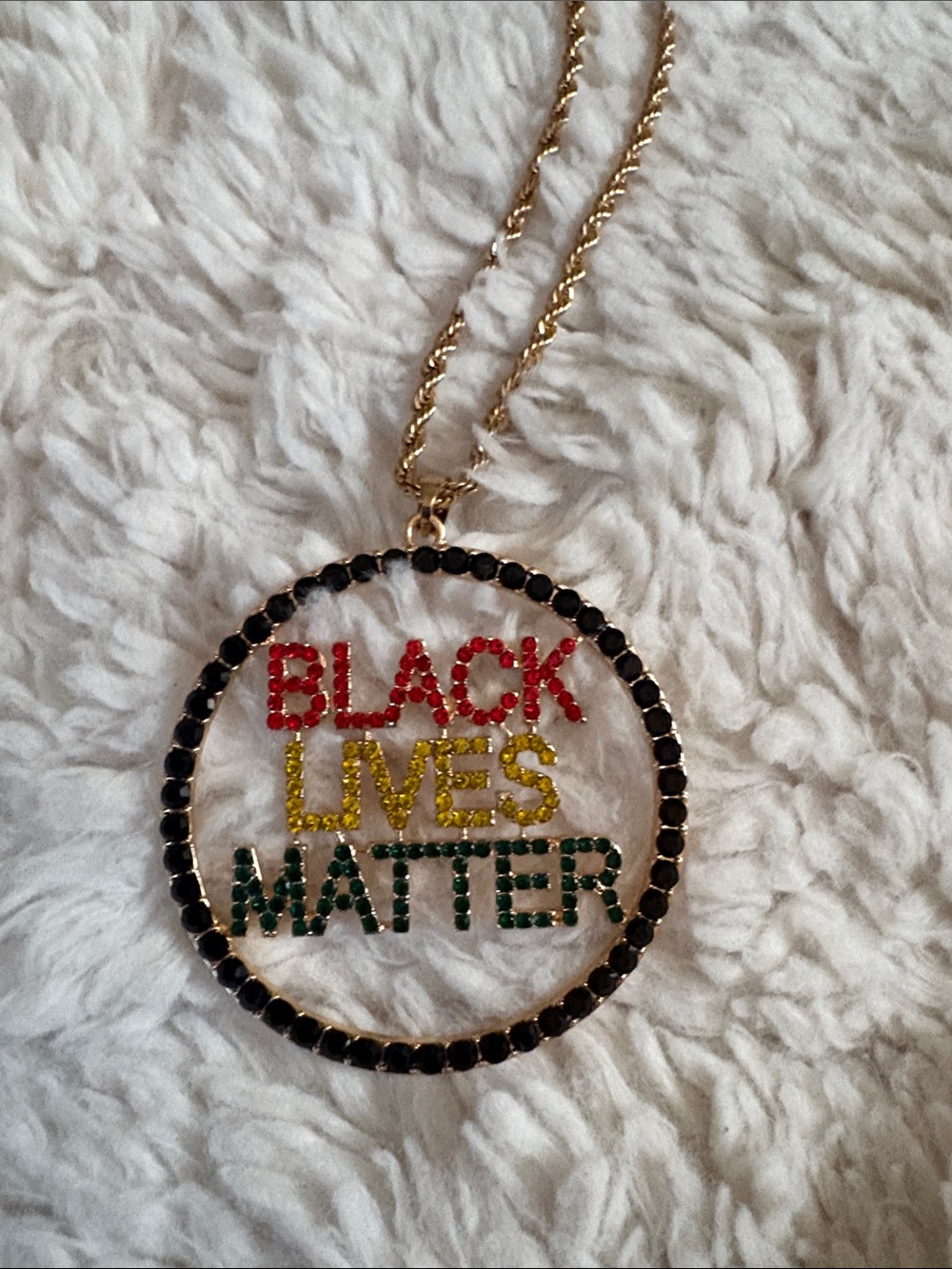 Black Lives Matter Multicolor Crystal Pendant Necklace